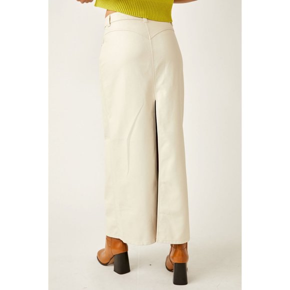 FREE PEOPLE City Slicker Vegan Maxi Skirt / Nilla Cream - Picture 4 of 12